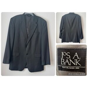 Jos A Bank 100% Wool Sport Coat Suit Jacket Blazer Mens 44L Gray-Brown 2-Button
